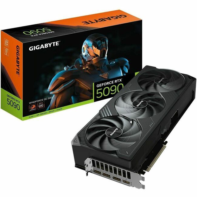 Gigabyte GV-N5090WF3OC-32GD GeForce RTX 5090 WINDFORCE OC 32GB GDDR7 PCI Express 5.0 Graphics Card 1x HDMI 2.1b 3x DP 2.1a 1x 16-pin Power Connector