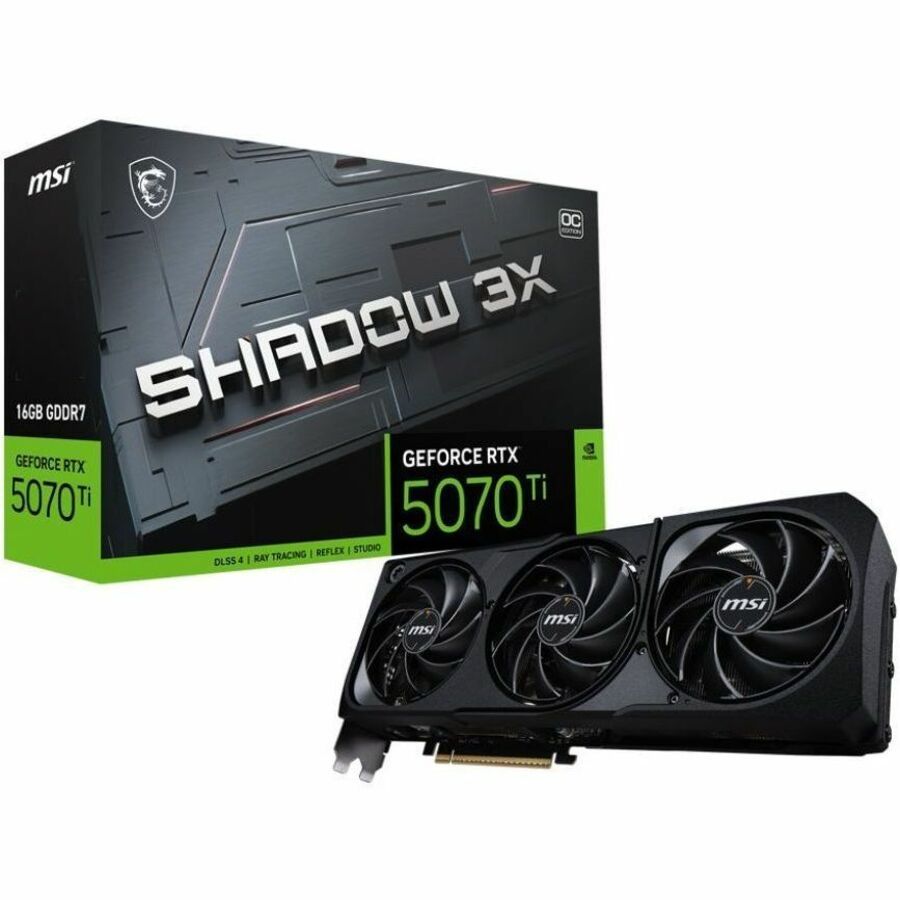 MSI G507T-16S3C NVIDIA GeForce RTX 5070 Ti SHADOW 3X OC Graphics Card 16GB GDDR7 PCI Express 5.01x HDMI 2.1a 3x DisplayPort 2.1a