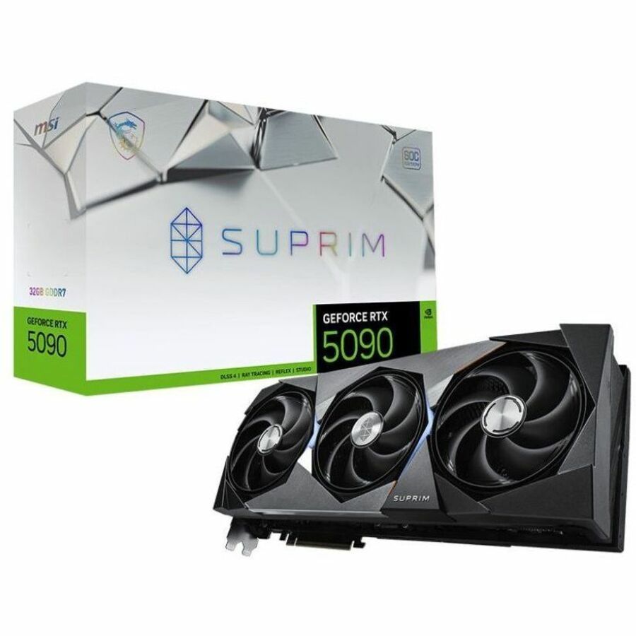 MSI G5090-32SPS NVIDIA GeForce RTX 5090 SUPRIMSOC Graphics Card 32GB GDDR7 PCI Express 5.0 1x HDMI 2.1a3x DisplayPort 2.1a 1x 16-pin Power Connector