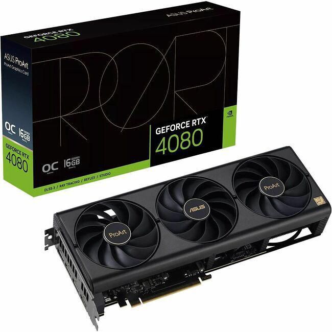 ASUS PROART-RTX4080-O16G NVIDIA GeForce RTX 4080 Graphic Card - 16 GB GDDR6X - 2x Slot - PCIe 4.0 x16 - Overclocked