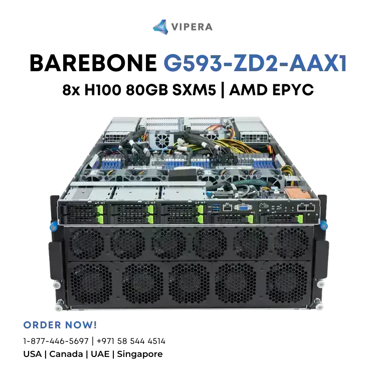Barebone AMD G593-ZD2-AAX1 H100 80GB with 8 x SXM5 GPUs